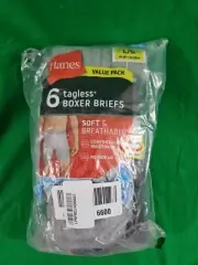 Hanes Men's L 6 Pack Boxer Briefs ComfortFlex Waistband Soft Stretch Assorted