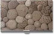[VFMKT] Slim Metal Business Card Holder Portable Business Card Case Pocket Name Card Holder Petoskey Stone Wallet for Men Women Office Travel, style, One Size