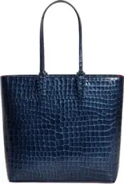 Christian Louboutin CABATA Spiked Stud Croc Ali Leather Zipped Tote Bag $1650