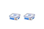 2x Locknlock 870ml Airtight Classic Square Food Container Storage Short Clear