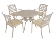 FurnitureOkay Orlando 5-Piece Cast Aluminium Outdoor Dining Setting - Sandstone