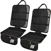 Skyour Car Seat Protector Waterproof Foldable Baby Child Car Leather Seat Protector Cover with Thickest Padding&Non Slip Backing Mesh Storage Pockets for SUV Sedan Seats (2pcs Black)