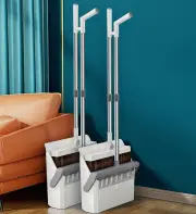 Joybos® Broom and Windproof Dustpan with Adjustable Handle SET OF 2/WHITE
