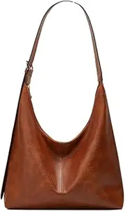 [Bagkeak] Womens Large Tote Bag For Work Crossbody Bags For Women Retro Shoulder Bag Casual Vegan Leather Satchel Purse Travel Handbag