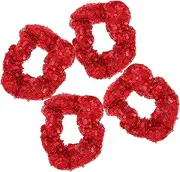 Healvian 4pcs Headband Large Intestine Hair Tie Hair Accessories Sequins Xmas Braids Christmas Scrunchies for Glitter Ponytail Holder Glitter Clothing Rave Accessories Fabric Red