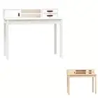 Desk Solid Wood Pine Standing Computer Table Workstation Brown/White vidaXL