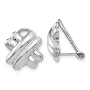 14K White Gold Polished Non-Pierced X Omega Back Earrings