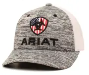 Ariat Kids Hat Youth Boys Cap Mesh Snap Back US Flag Patch Grey A300008706