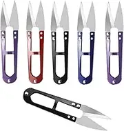 JINJIAN Thread Snips, 4.9'' Sewing Scissors U Shape Yarn Cutter 6PCS Small Trimming Clippers for Embroidery Cross Stitch Sewing Craft Supplies(COLOR RANDOM)