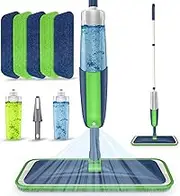 Spray Mops Microfiber Floor for Cleaning -MEXERRIS Wet Dust Mop with 2 Refillable Bottle & 5 Pads Hardwood Laminate Vinyl Ceramic Floors Cleaning, Green