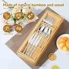 Expandable Cutlery Tray Drawer Organizer Bamboo Utensil Tray Holder with 5 RuRPZ