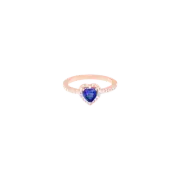 (W) Pandora Sparkling Elevated Heart Ring Rose Gold Plated Blue