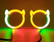 2x Dream color Chasing RGB OX Horn Demon Devil Halo Turn Signal Flash dynamic