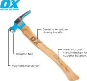 OX PRO OX-P083318 18OZ California Framing Hammer - Hickory Handle