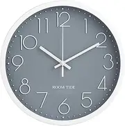 Room Tide Silent Wall Clock 12 inch Quartz Classic Design Easy to Read Large Wall Clocks for Living Room Decor Bedroom Decor Home Kitchen Home Office School Room Clock (Grey) 30cm