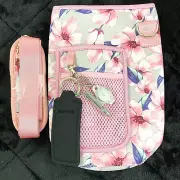 Insulated Water Bottle Carrier With Strap Pink Floral Women Self Defense Bundle