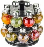 Revolving Spice Rack/ Spice Box (16 Plastic Bottles with Steel Cap)