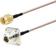 N Female Panel 4-Hole SMA Male/Female RG316 Cable Coaxial Tail Fiber LTE Extension Jumper Tail Fiber(N F PN to SMA M,15CM)