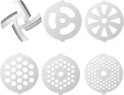 6 Piece Stainless Steel Meat Grinder Plate Discs Blades for Mixer and Chopper At