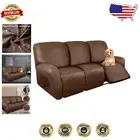 Machine Washable Recliner Cover Set - Stretchy Brown Covers for 3 Seat Couches