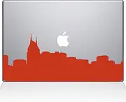 The Decal Guru 2301-MAC-13P-P Nashville City Skyline Decal Vinyl Sticker, 13" MacBook Pro (2015 & Older), Orange
