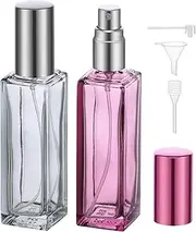 Segbeauty Perfume Bottles Empty Refillable, 2 Pcs 20ml Portable Perfume Sprayer, Perfume Atomiser Glass, Leakproof Perfume Containers for Traveling (Grey+Purple)