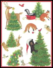 Greeting Card - Bear Deer Fox Skunk Squirrel - Janine Moore - Christmas 0790