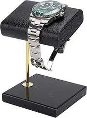 HappyLily Vegan Leather Watch Stand, Marble Base Watch Display Stand, Watches Holder Jewelry Organizer for Men Women, Black