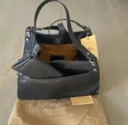 Patricia Nash Segovia Black Leather Tote With Clutch/Wallet