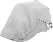 [VALICLUD] Men's Cotton Flat Cap Classic Solid Newsboy Hat for Driving Golf and Summer Outdoor Activities Breathable Beret Style for Casual and Formal Grey