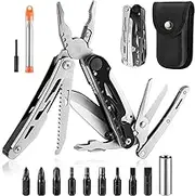 Multitool Pliers & Scissors, Cool Gifts for Men Dad Husband Him, Tactical Multi Tool Set, Camping Survival Gear and Equipment, Detachable Folding Scissor Plier, Stainless Steel with Nylon Sheath