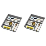 2x Madesmart Junk Drawer Home/Kitchen Organiser Rectangle 37x30cm Soft Grey
