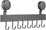 Luxshiny Wall Mounted Storage Rack with 8 Hooks Heavy Duty Kitchen Suction Cup Hook for Utensils Suction Hanger for Pots Pans and Towels