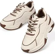 [Baluue] Tennis Shoes Womens Fashion Sneakers Shoes House Shoes for Women Spring and Summer Shoes Size 37 (Khaki)