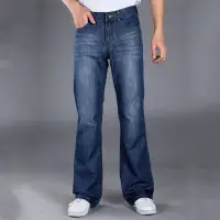 在飛比找蝦皮商城優惠-牛仔褲男士男士寬鬆喇叭褲男士牛仔褲經典設計喇叭褲