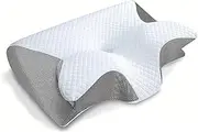 Memory Foam Cervical Pillow, 2 in 1 Ergonomic Contour Orthopedic Pillow for Neck Pain, Contoured Support Pillows(Light Gray)