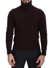 Dolce&Gabbana Men Black Sweater 100% Wool Turtleneck Thermal Pullover Sz IT 46 S