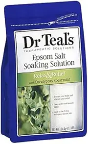 Dr Teal's Epsom Salt Soaking Solution, Eucalyptus Spearmint, 48 Ounce (Pack of 4)