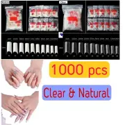1000Pcs Fake French Nail Tip Clear Natural Stiletto False Gel Pointy Art Acrylic
