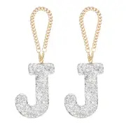 Bling Car Letter Charm Initial J Letter Hanging Ornaments for Bag White Colorful