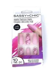 Sassy + Chic Press On Nails Matte Marble (Pink)