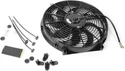 14in Electric Slim Radiator Cooling Fan Assembly 12V Universal Parts with Mounting Kit Ideal for Cooling Engine Compartment Air Conditioning System Intercooler Oil System