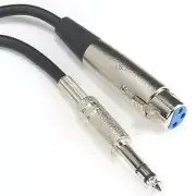 6ft XLR 3-Pin Female to 1/4" Stereo Plug Shielded Microphone Mic Cable Cord