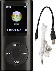MP3 Player Stylish Multifunctional Lossless Sound Slim 1.8 Inch LCD Screen Portable for Music (Black)