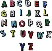 eMagTech 52PCS Alphabet Iron on Patches Cute Mini Embroidered Sew Iron on Patches for Clothing Hats Backpacks Jeans Repairing DIY Decoration Accessories Multiple Colours