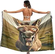[RPLIFE] Funny Donkey Swim Sarong Tassel Beach Cover Up Sarong Women, Large, Funny Donkey, Medium