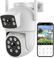 4K 8MP Outdoor Camera Dual Lens WiFi PTZ Camera Body Recognition Automatic Tracking Security Video Surveillance Camera(US Plug,4K Add 64G SD Card)