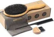 BESTOOL Hair Brush, Boar Bristle Brush for Women, Men, Children, Bamboo Paddle Natural Bristles for Thin, Fine Hair, Improving Hair Texture (Bamboo)
