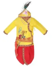 Krishna Janmashtami Cotton Costume/Dress Set for Kids, Age 3- 4 Yrs, Multi