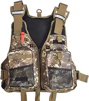 [Huraoerrrr] Fishing Vest, Adjustable Life Jacket with Multi-Pocket & Whistle, Reflective Strip for Swimming, Sailing, Boating